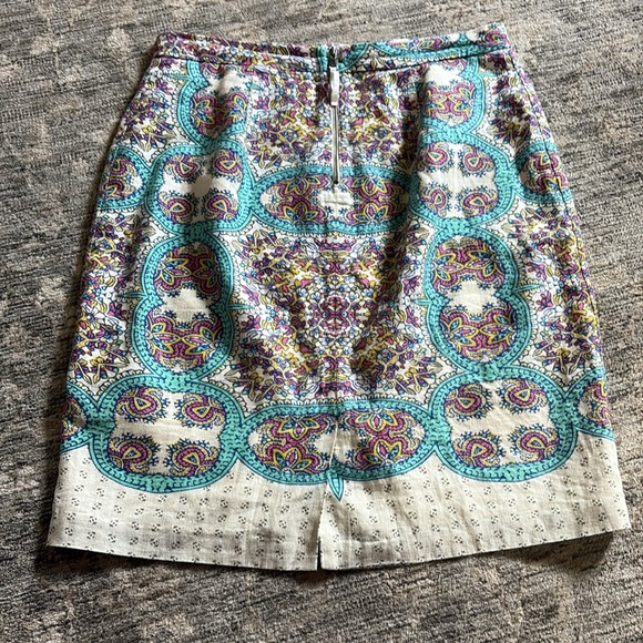 Maeve Anthropologie women’s size 10 - Teal  Patterned knee length  Skirt - Picture 3 of 6
